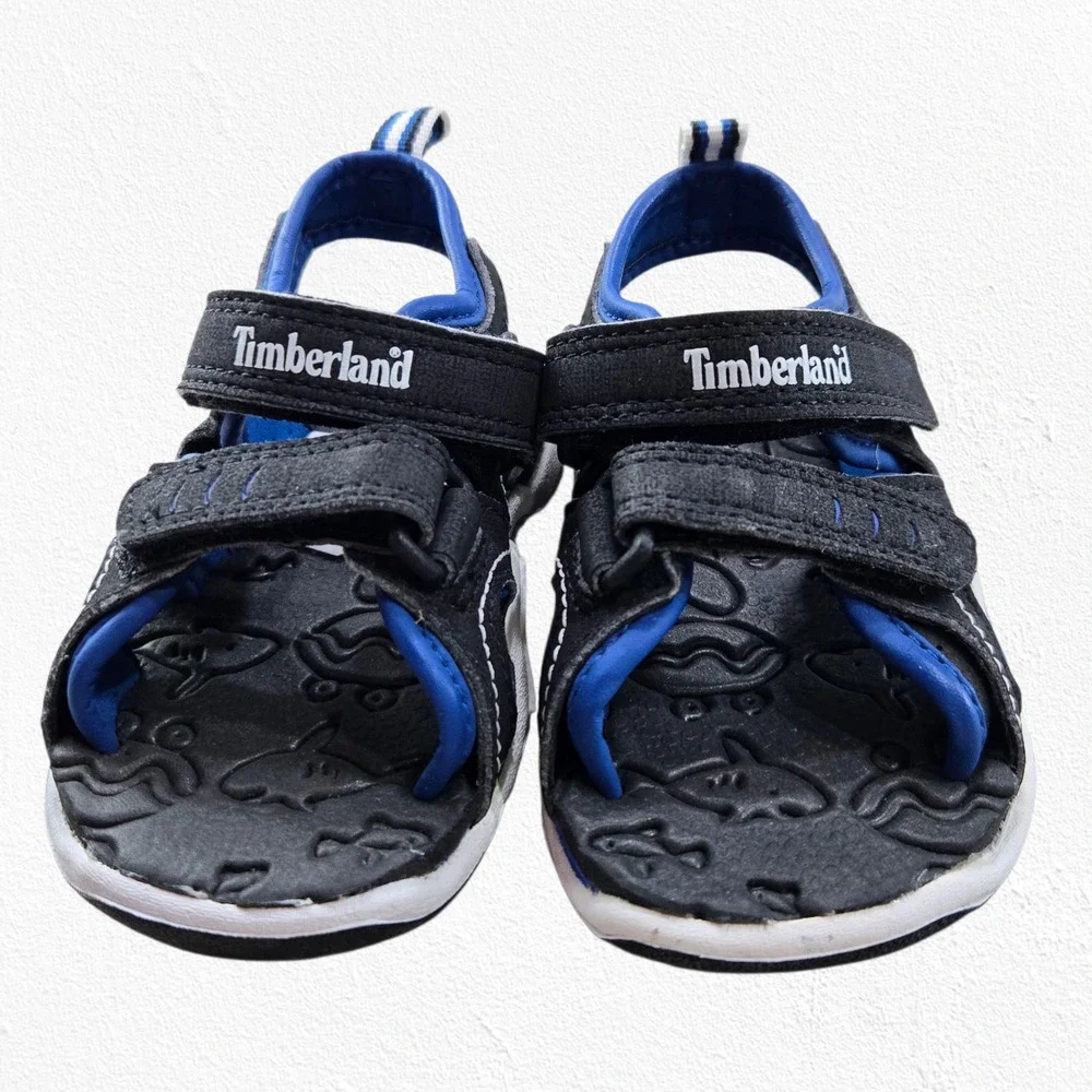 Timberland Infant Boys Black Blue Adjustable Strap Sandals Size 6.5 Toddler NWOB